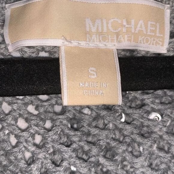 Michael Kors Gray Open Knit Tank Top With Sequins S Lightweight Cotton Womens - Picture 2 of 8